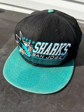 CLEAN New Era San Jose Sharks Snapback Hat NHL Teal Blue